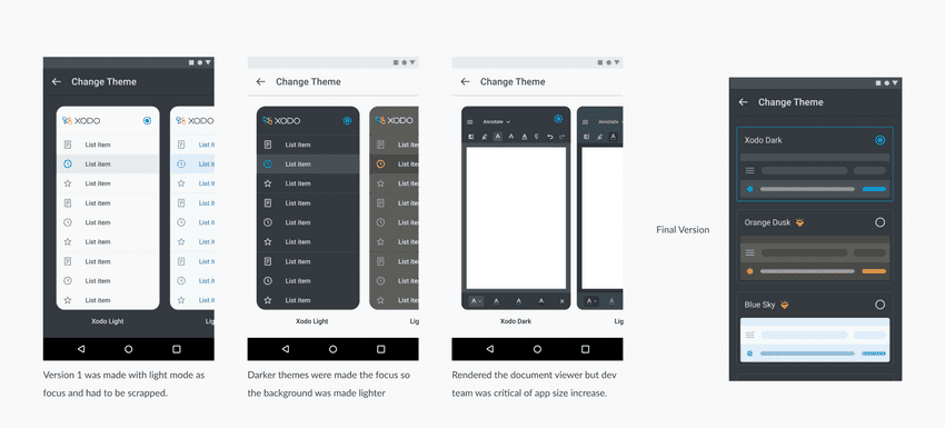 Xodo theme switcher evolution