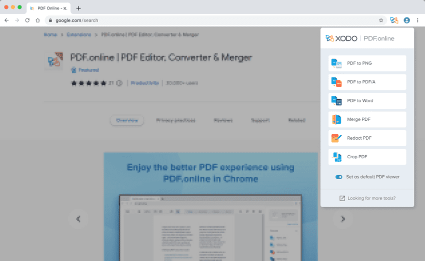 PDFOnline Browser Extension Menu