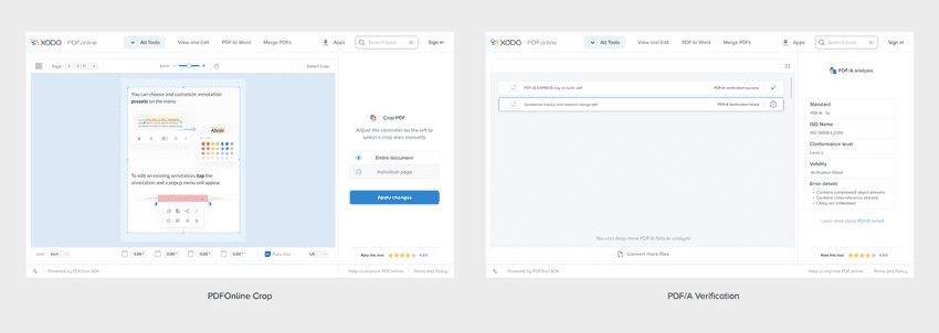 PDFOnline Crop and PDFA